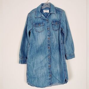 Old Navy Girl's Size Medium Bottom Down Denim Tunic Shirt Size Youth Medium